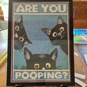 Black Cat Wall Art - Blue and Black